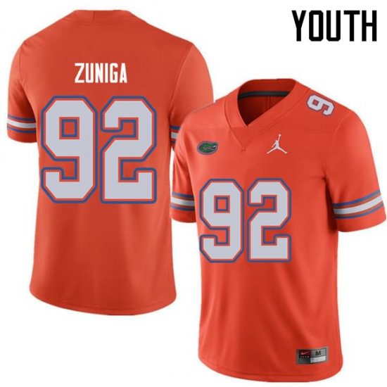 Youth Florida Gators #92 Jabari Zuniga NCAA Jordan Brand Orange Authentic Stitched College Football Jersey QGV7262RS